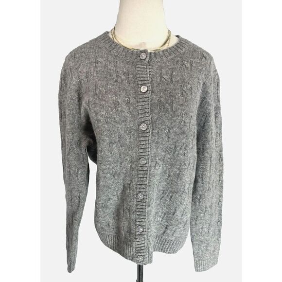 The Tog Shop Cardigan Sweater Wool Gray Cable Knit Button - Picture 1 of 13